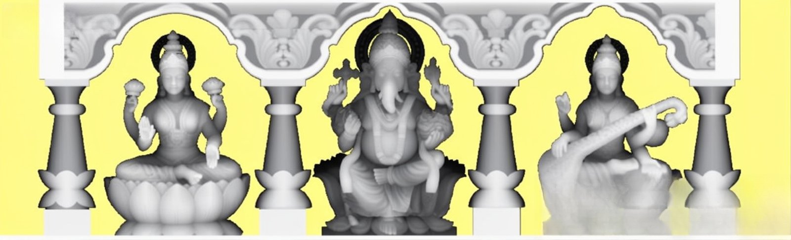 Mix - MIX-112 Divine Hindu Trinity Deity Temple Mandir 3D Relief Model